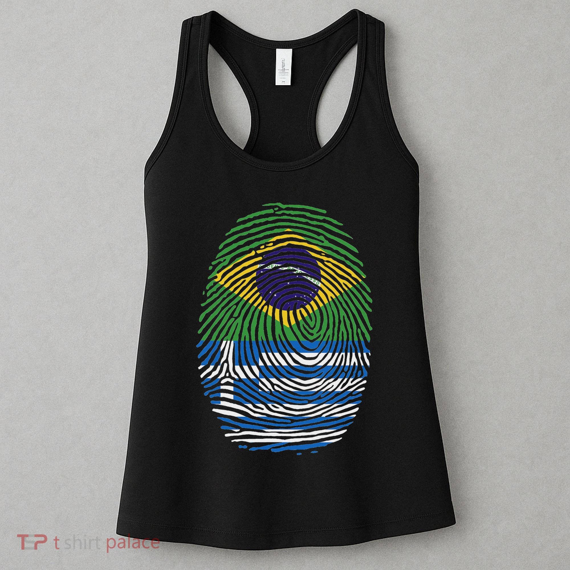 Brazil And Greece Fingerprint Half Brazilian Greek Roots Women's Tank Top