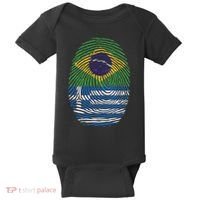 Brazil And Greece Fingerprint Half Brazilian Greek Roots Baby Bodysuit thumb 0