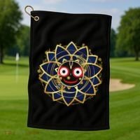 Blue And Gold Jagannath Hindu Hare Krishna Golf Towel thumb 1