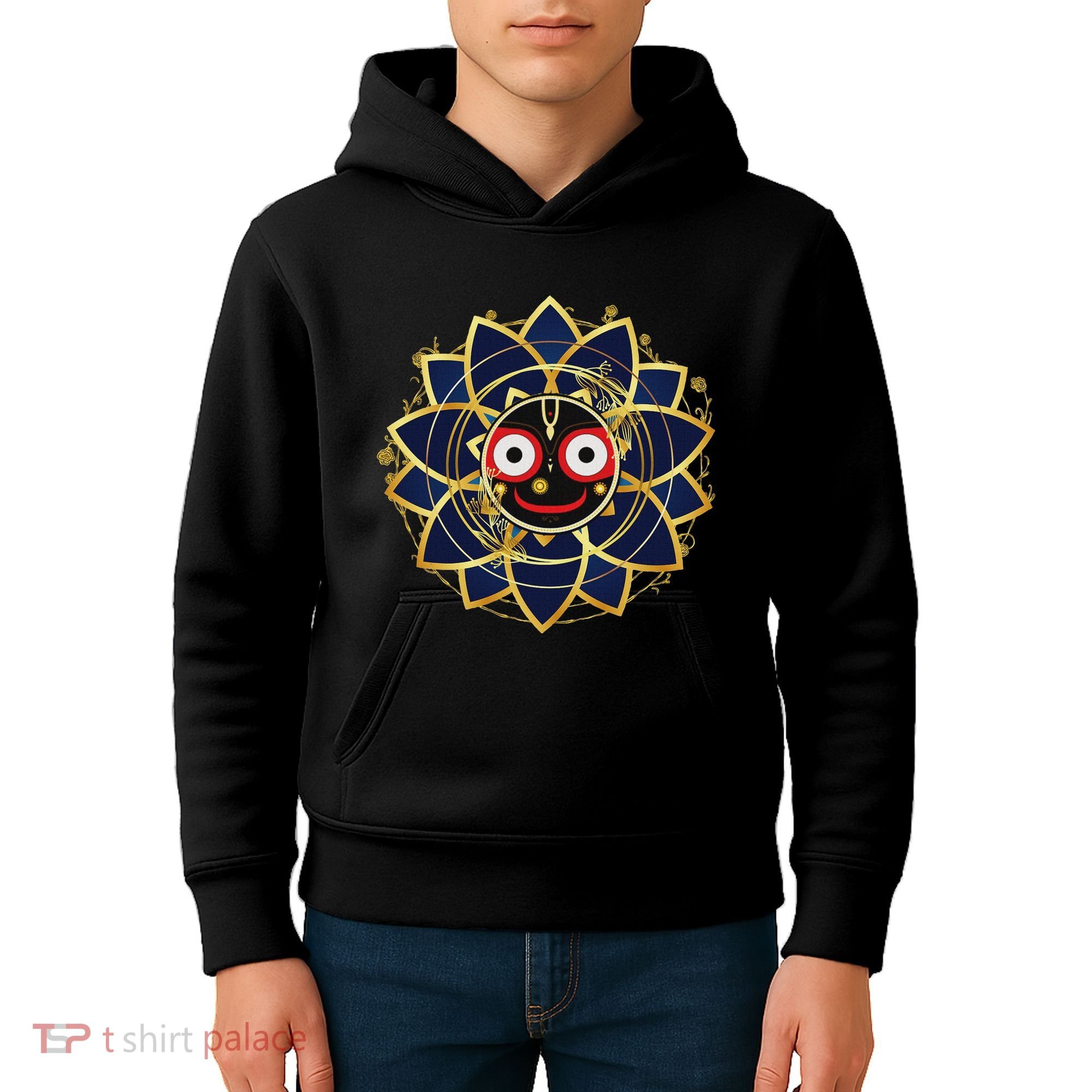 Blue And Gold Jagannath Hindu Hare Krishna Kids Hoodie