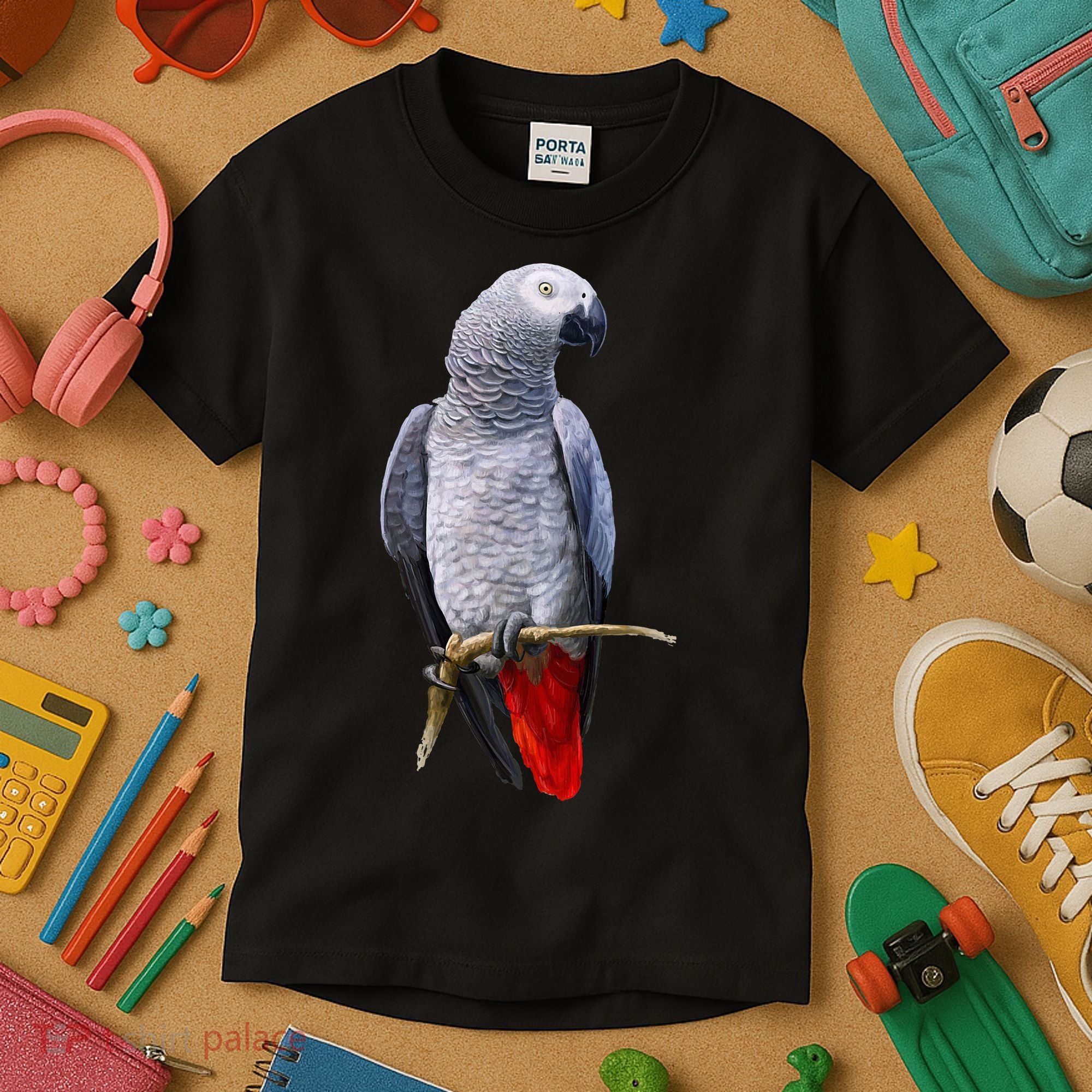 Beautiful African Grey Parrot Kids T-Shirt