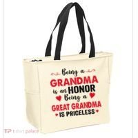 Being A Grandma Is An Honor Being Great Grandma Is Priceless Cool Gift Tote Bag thumb 2