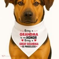 Being A Grandma Is An Honor Being Great Grandma Is Priceless Cool Gift USA-Made Doggie Bandana thumb 1