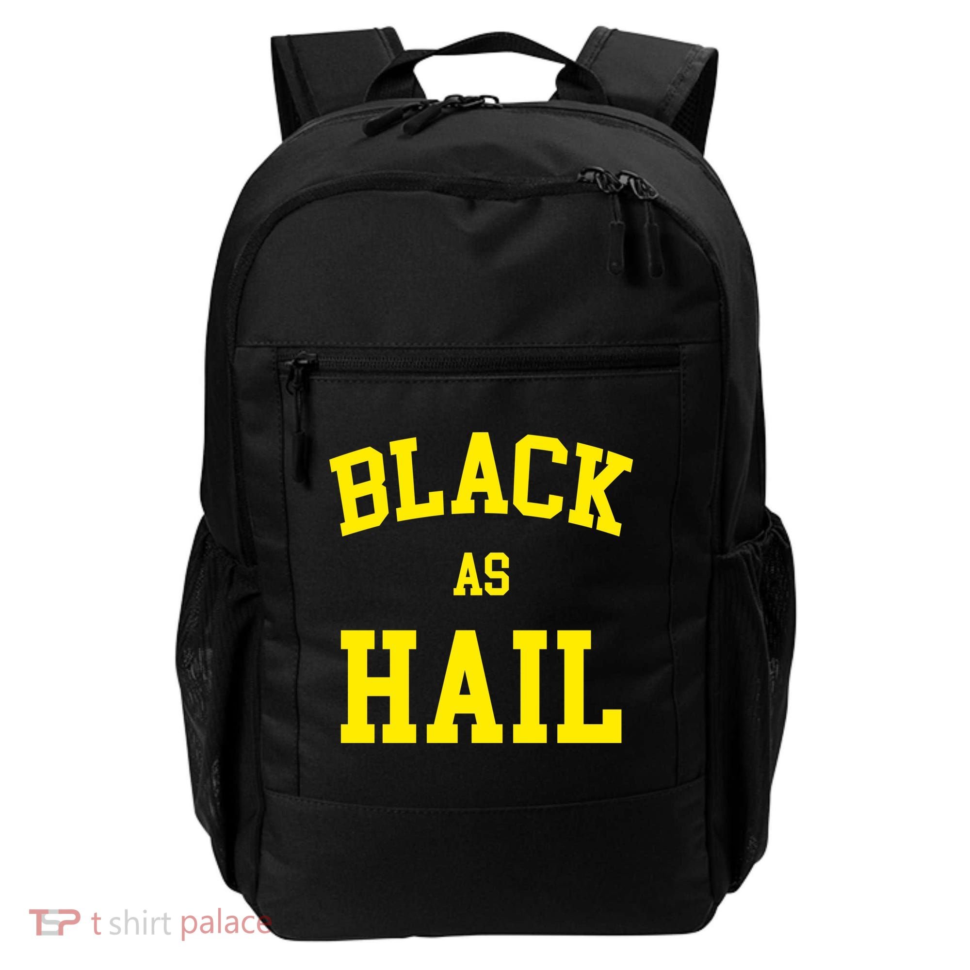 Black As Hail Yellow College Logo Backpack