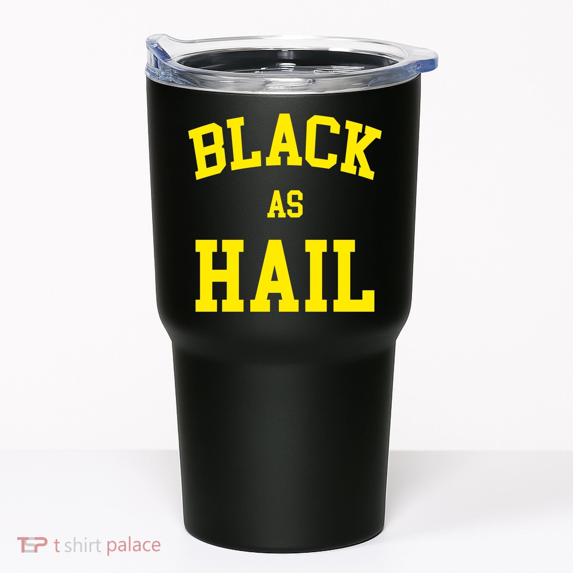 Black As Hail Yellow College Logo Tumbler