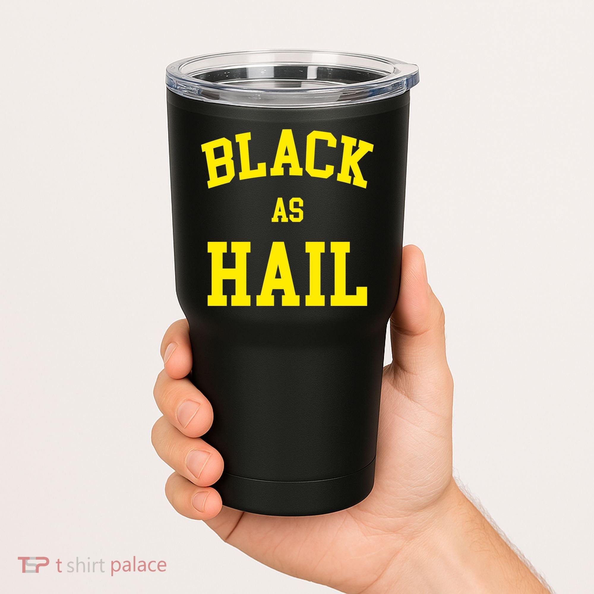 Black As Hail Yellow College Logo Tumbler