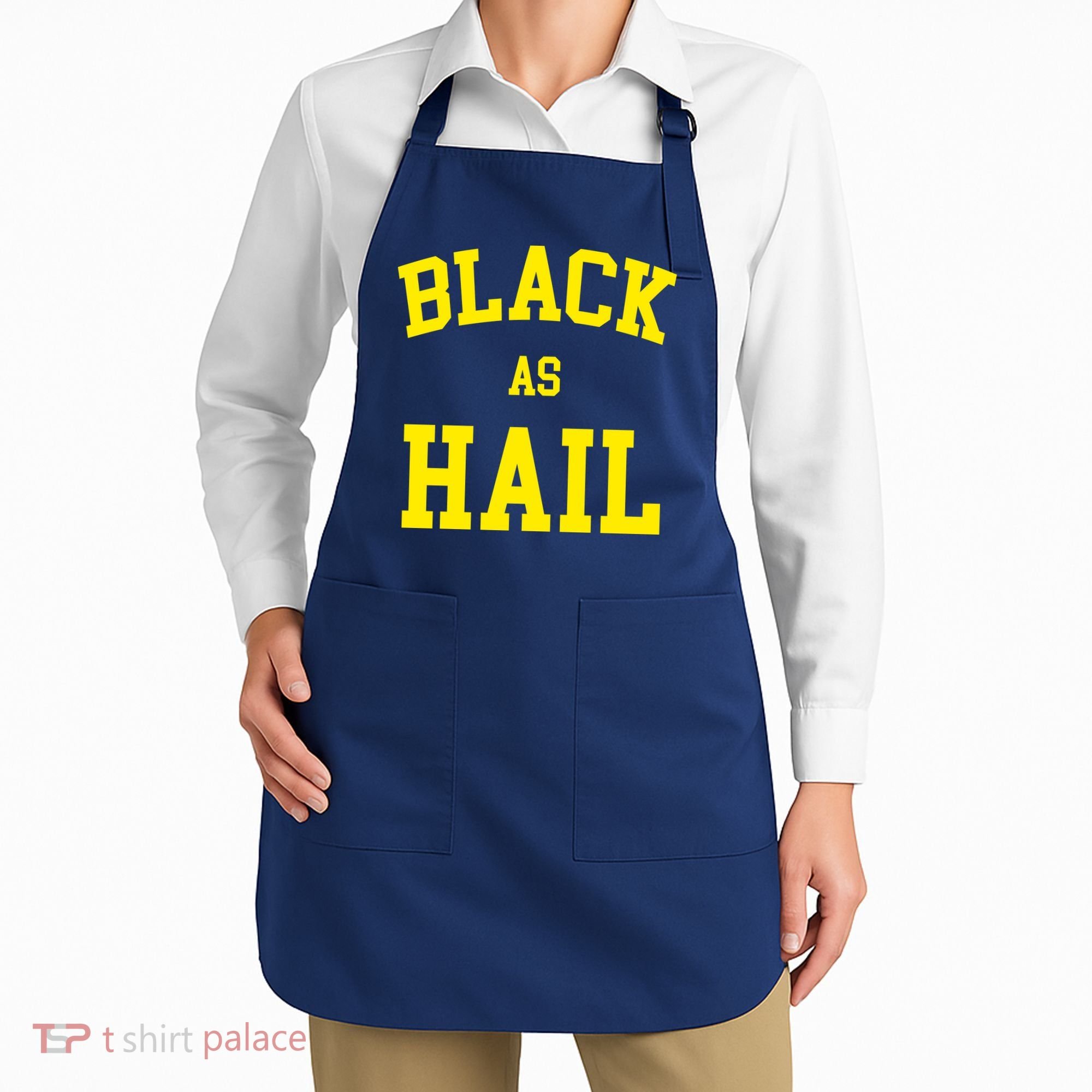 Black As Hail Yellow College Logo Apron