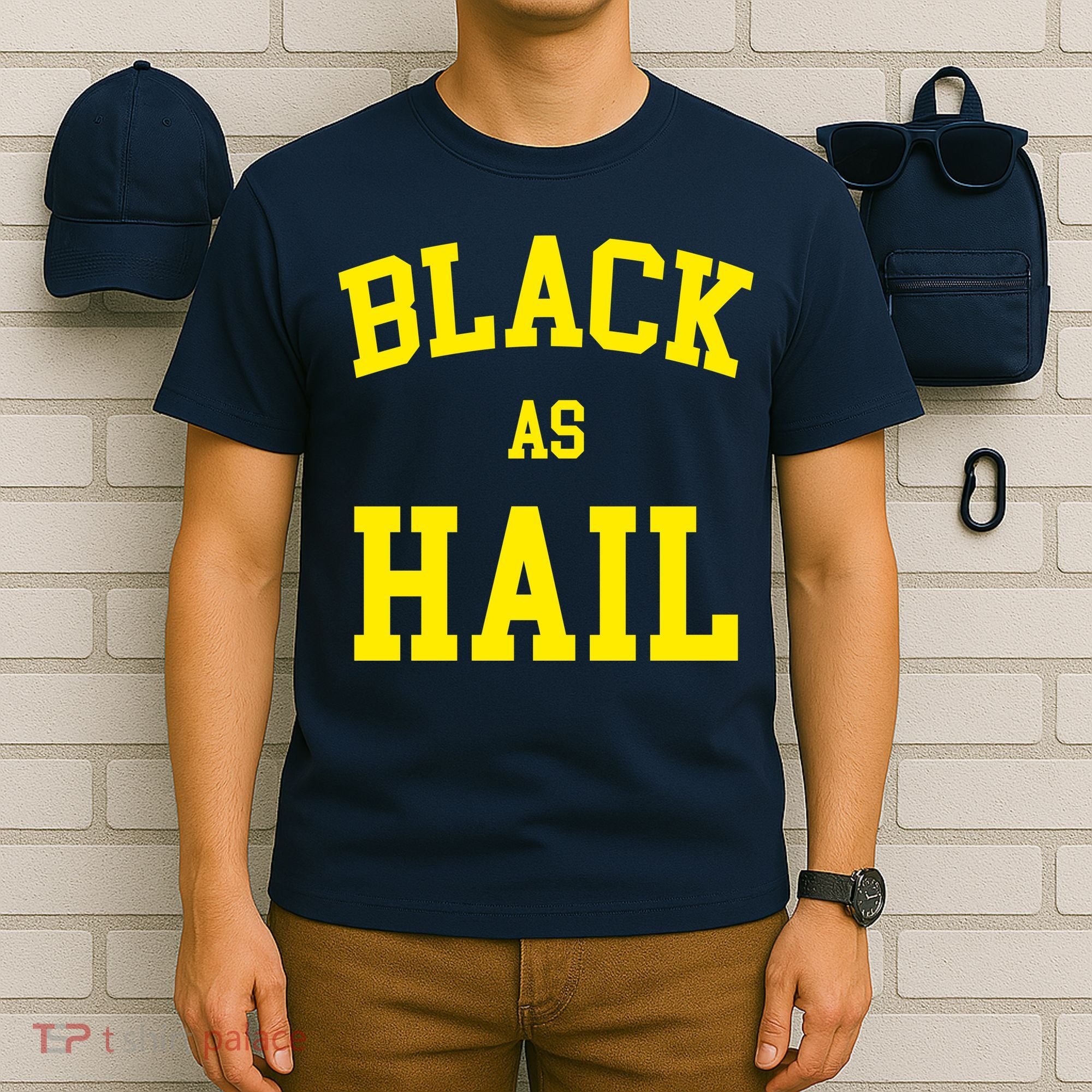 Black As Hail Yellow College Logo T-Shirt