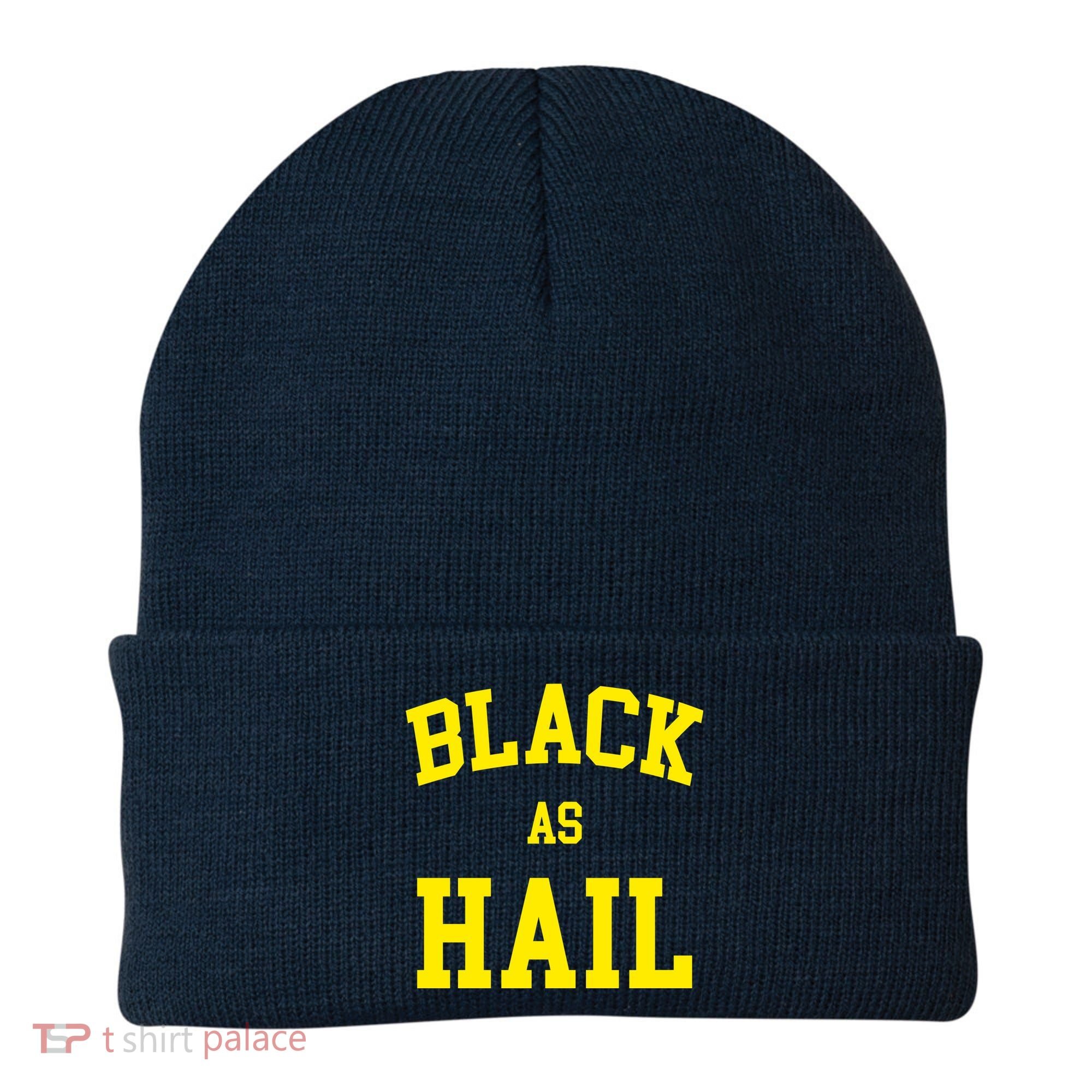 Black As Hail Yellow College Logo Beanie