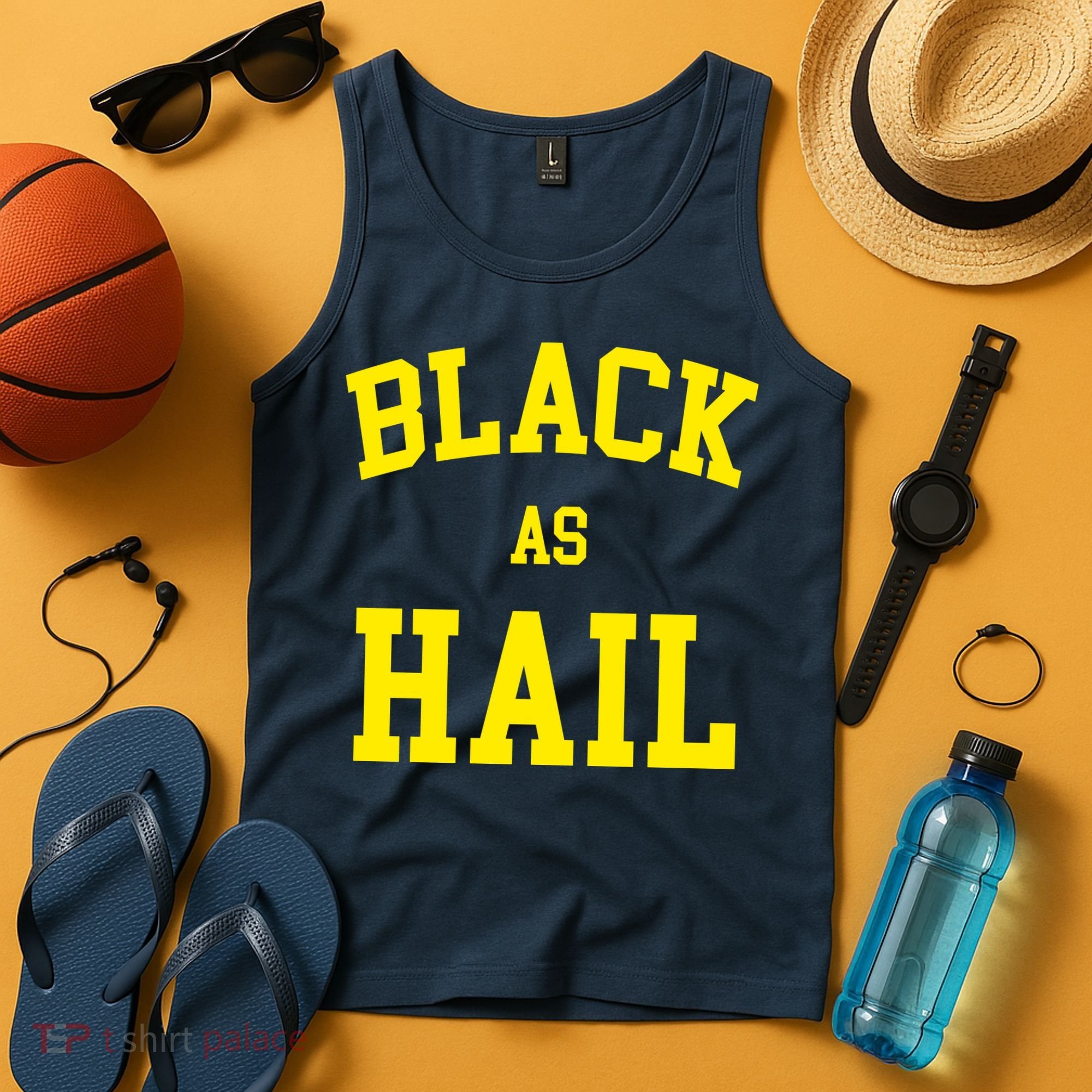 Black As Hail Yellow College Logo Tank Top