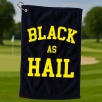 Black As Hail Yellow College Logo Golf Towel thumb 1