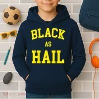 Black As Hail Yellow College Logo Kids Hoodie thumb 2