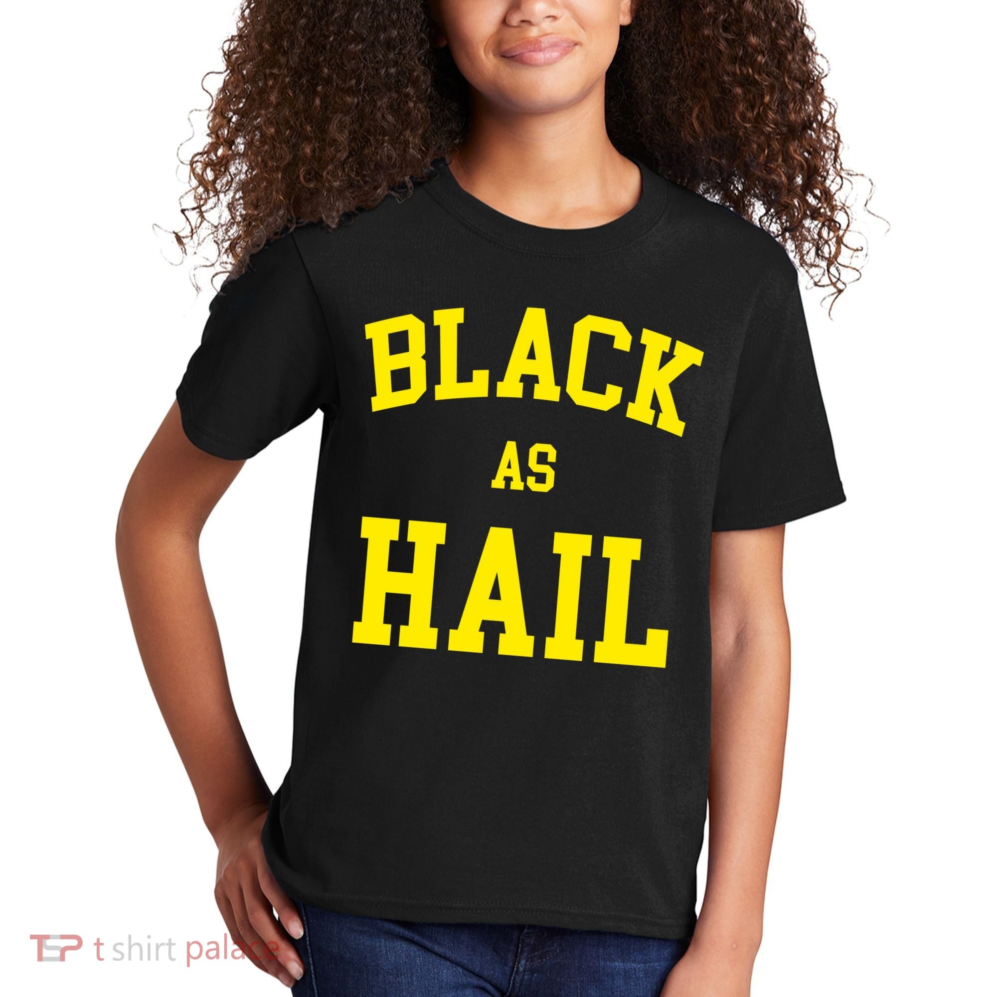 Black As Hail Yellow College Logo Kids T-Shirt