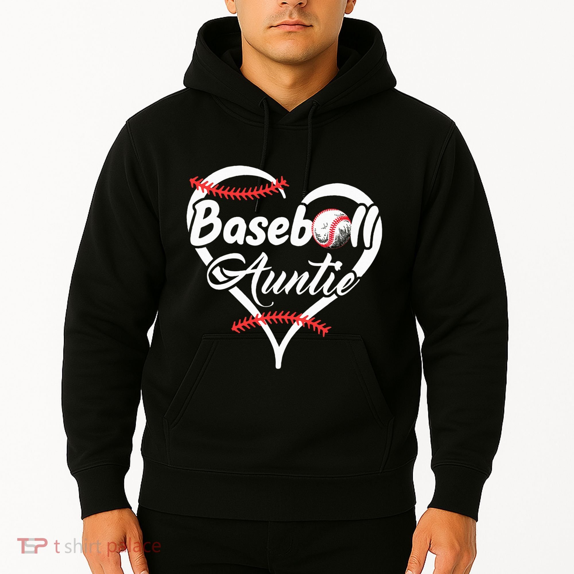 Baseball Aunt Heart Proud Baseball Auntie Hoodie