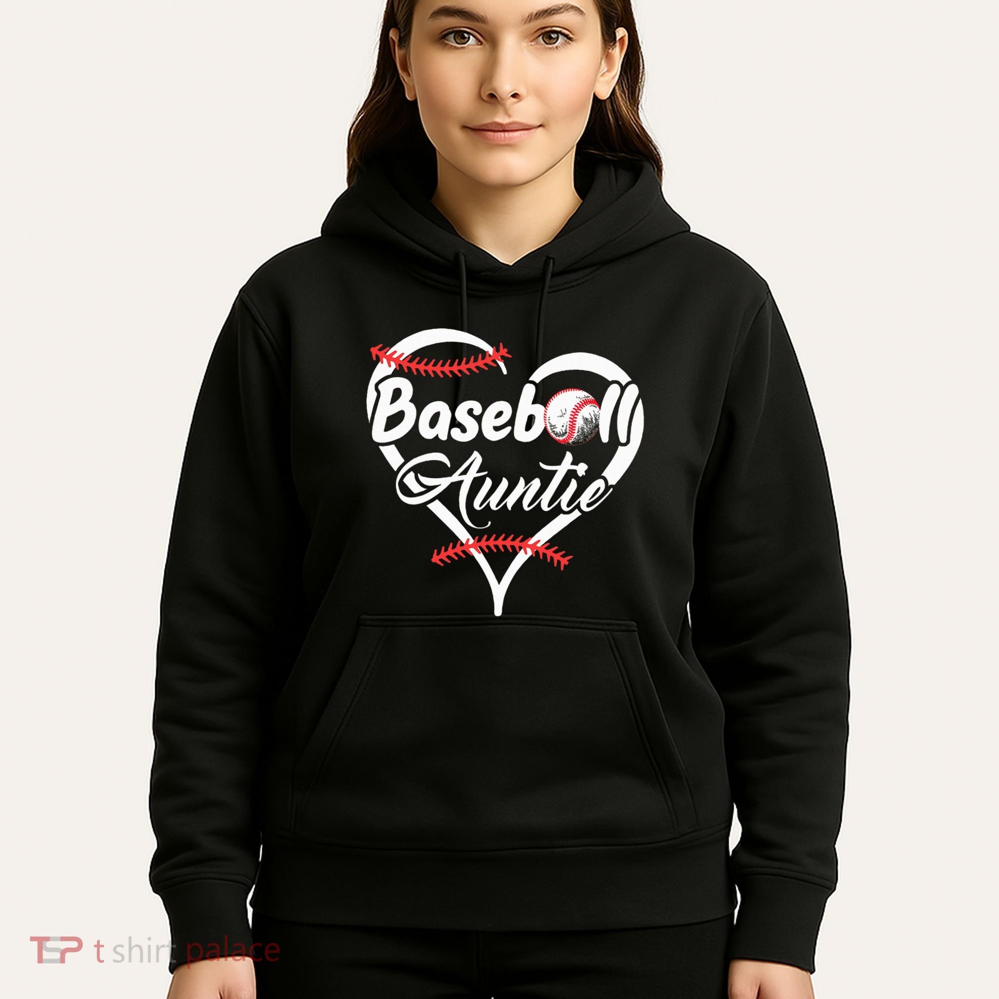 Baseball Aunt Heart Proud Baseball Auntie Hoodie