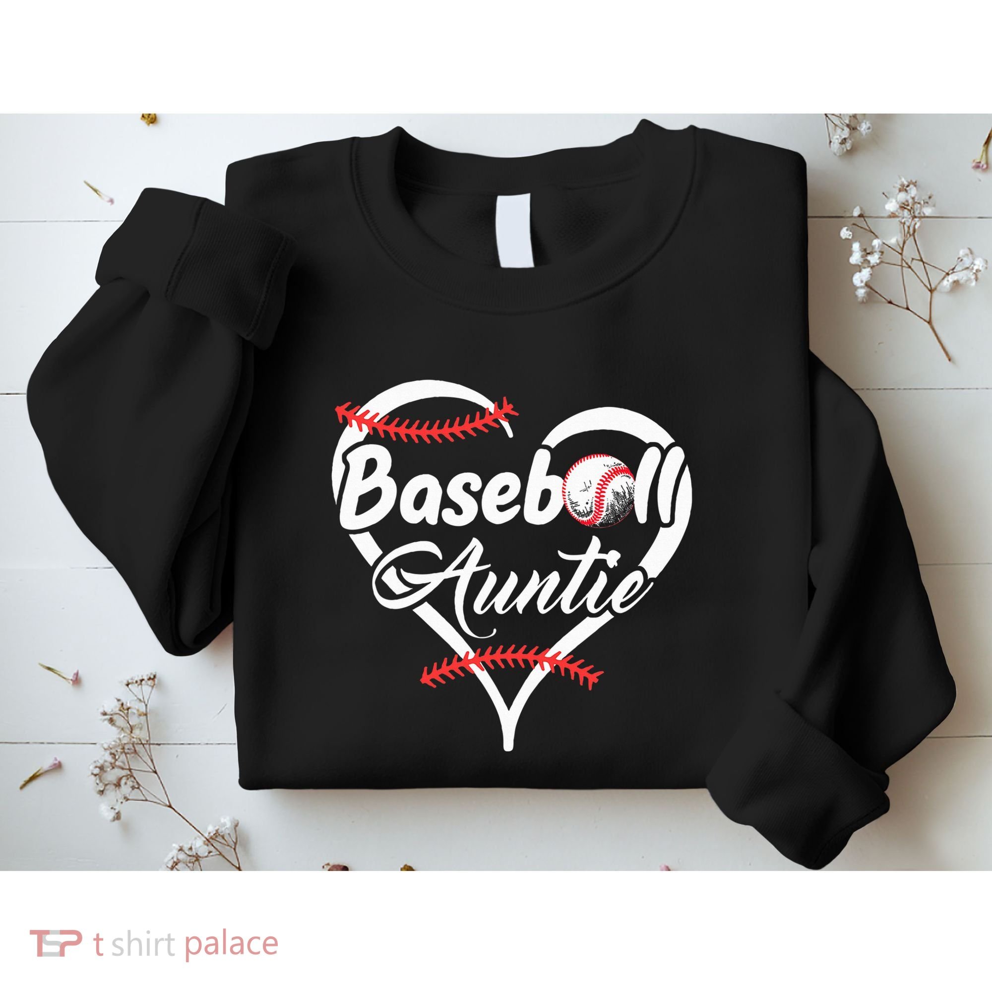 Baseball Aunt Heart Proud Baseball Auntie Sweatshirt