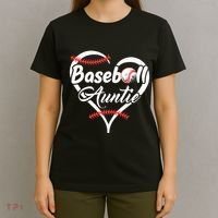 Baseball Aunt Heart Proud Baseball Auntie T-Shirt thumb 4