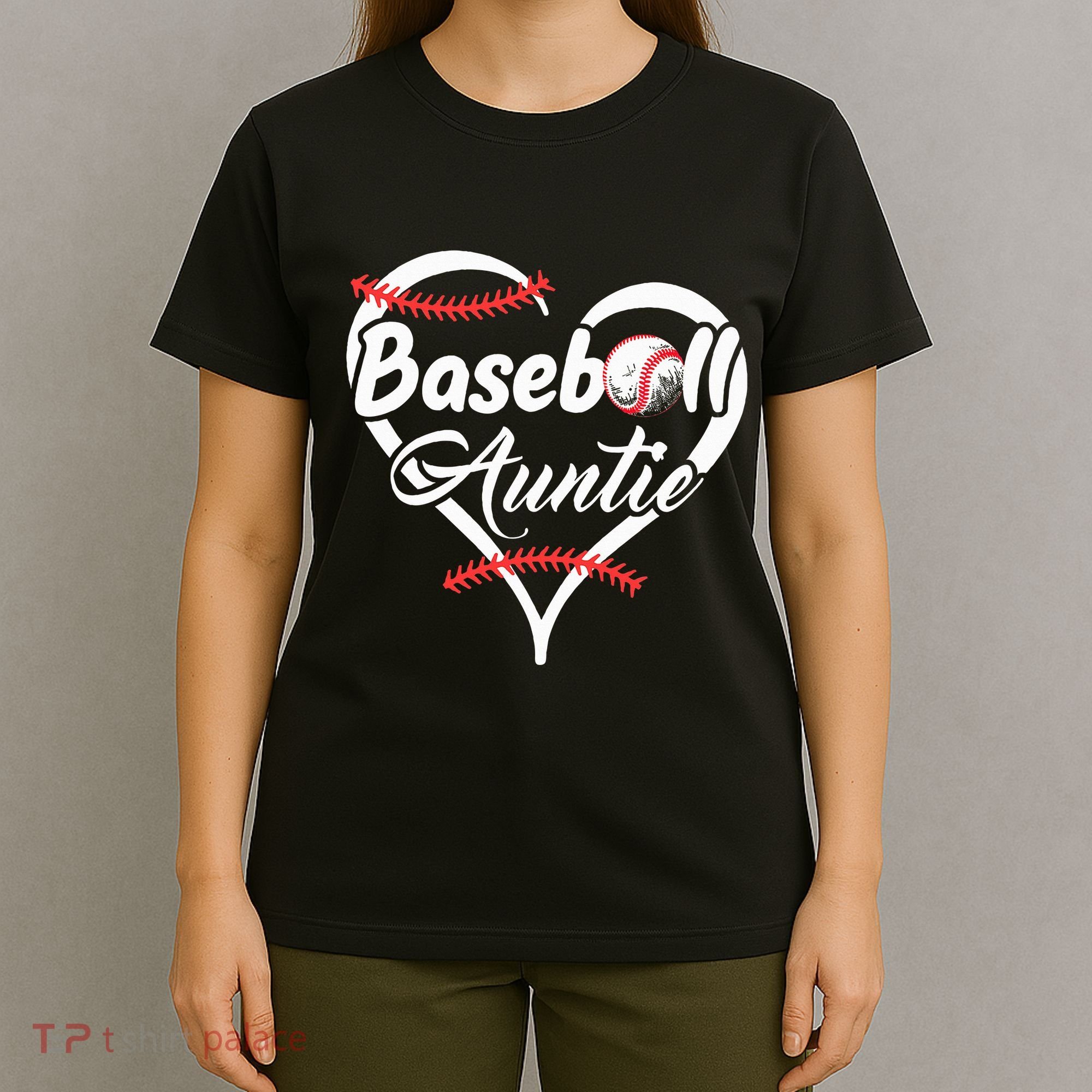 Baseball Aunt Heart Proud Baseball Auntie T-Shirt