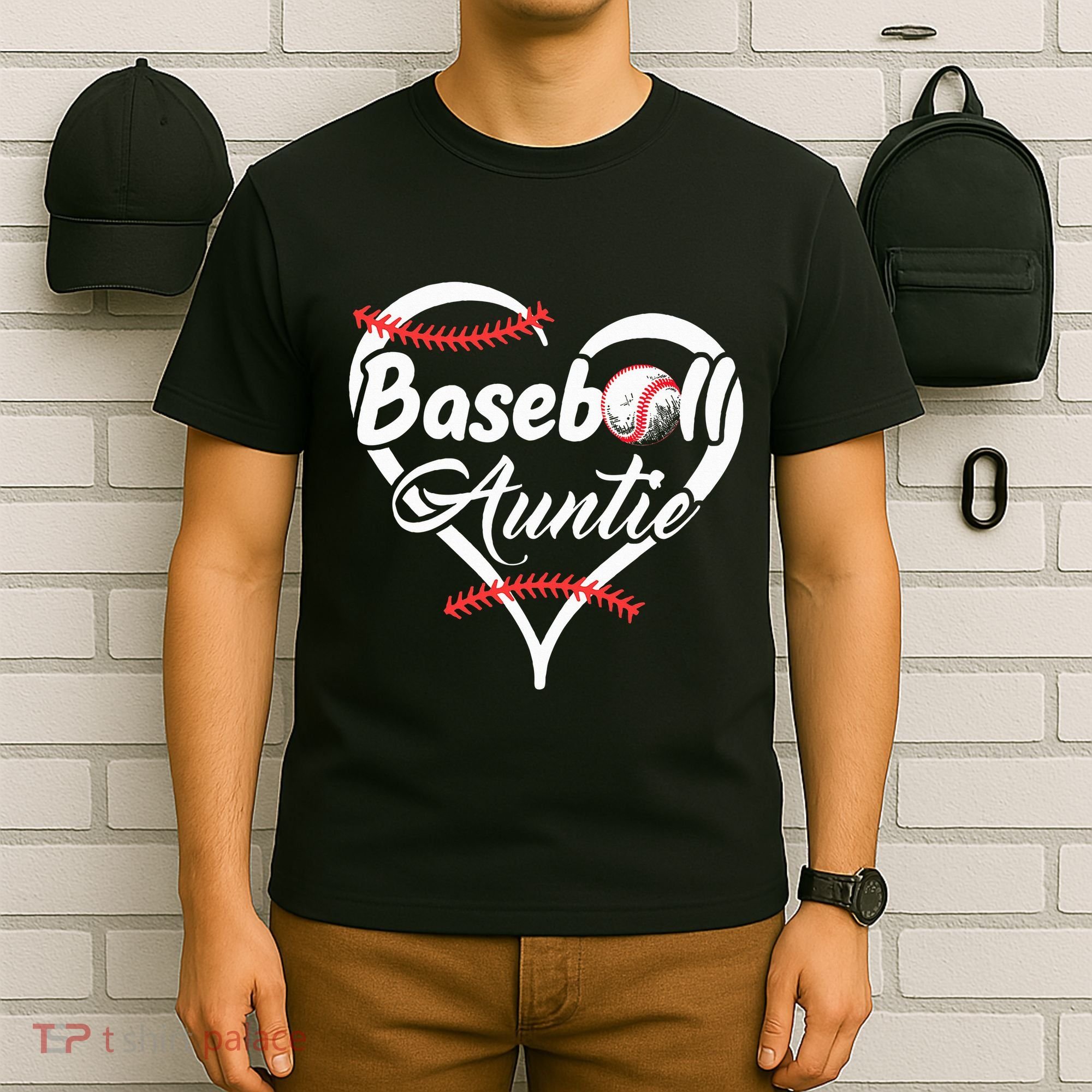 Baseball Aunt Heart Proud Baseball Auntie T-Shirt