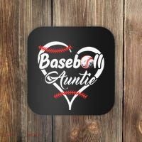 Baseball Aunt Heart Proud Baseball Auntie Coaster thumb 0