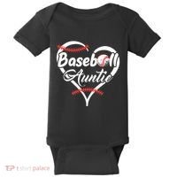 Baseball Aunt Heart Proud Baseball Auntie Baby Bodysuit thumb 0