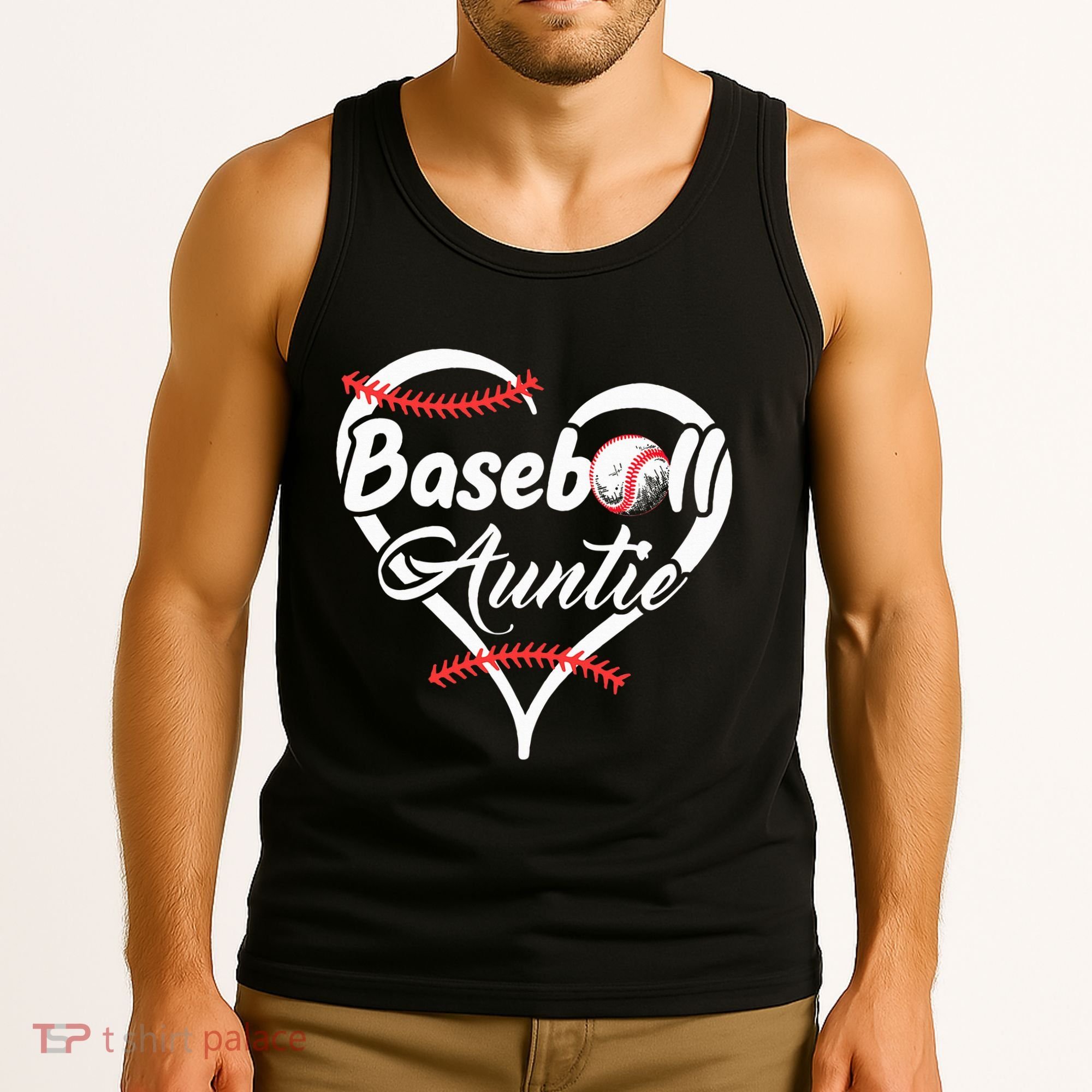 Baseball Aunt Heart Proud Baseball Auntie Tank Top
