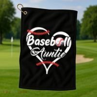 Baseball Aunt Heart Proud Baseball Auntie Golf Towel thumb 1