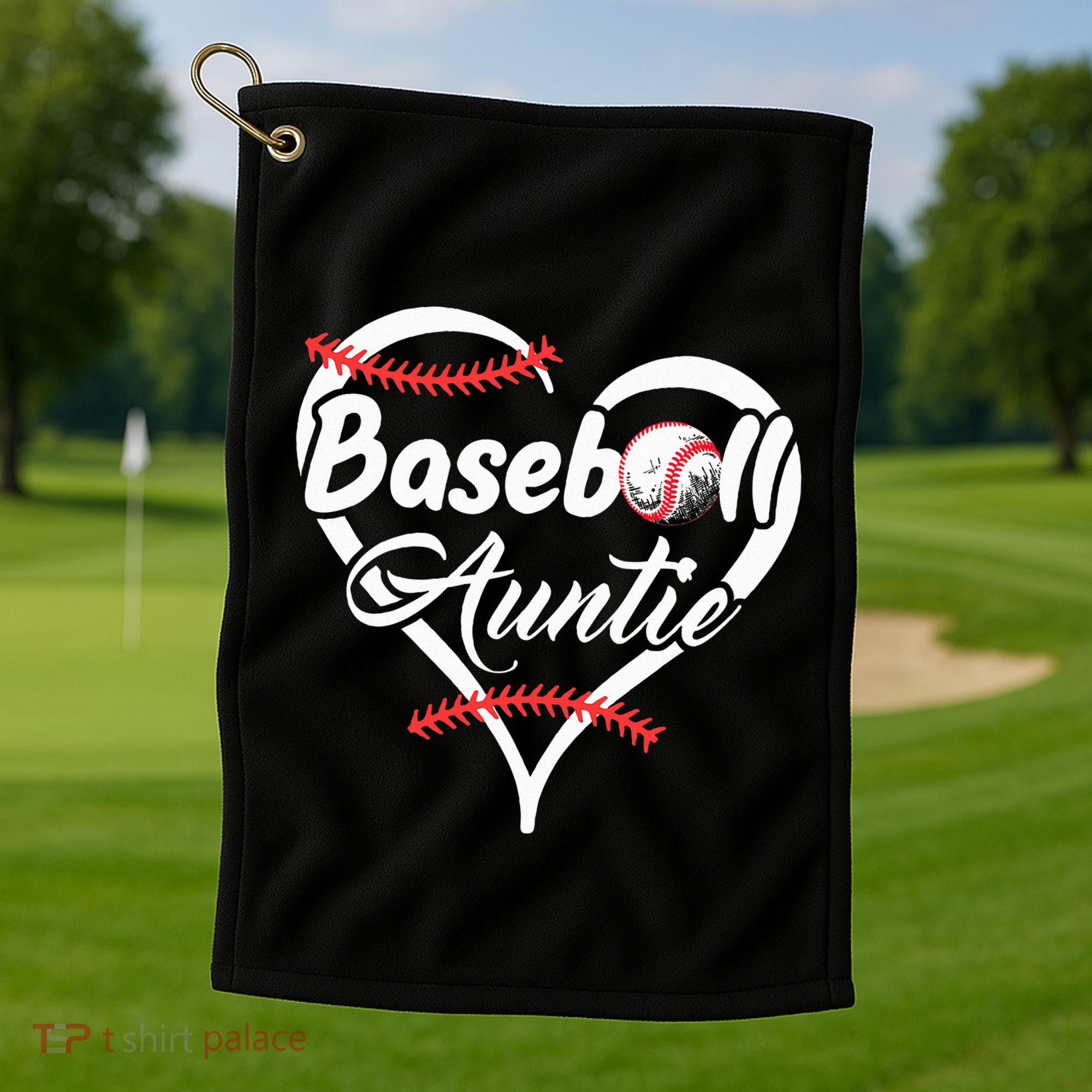 Baseball Aunt Heart Proud Baseball Auntie Golf Towel
