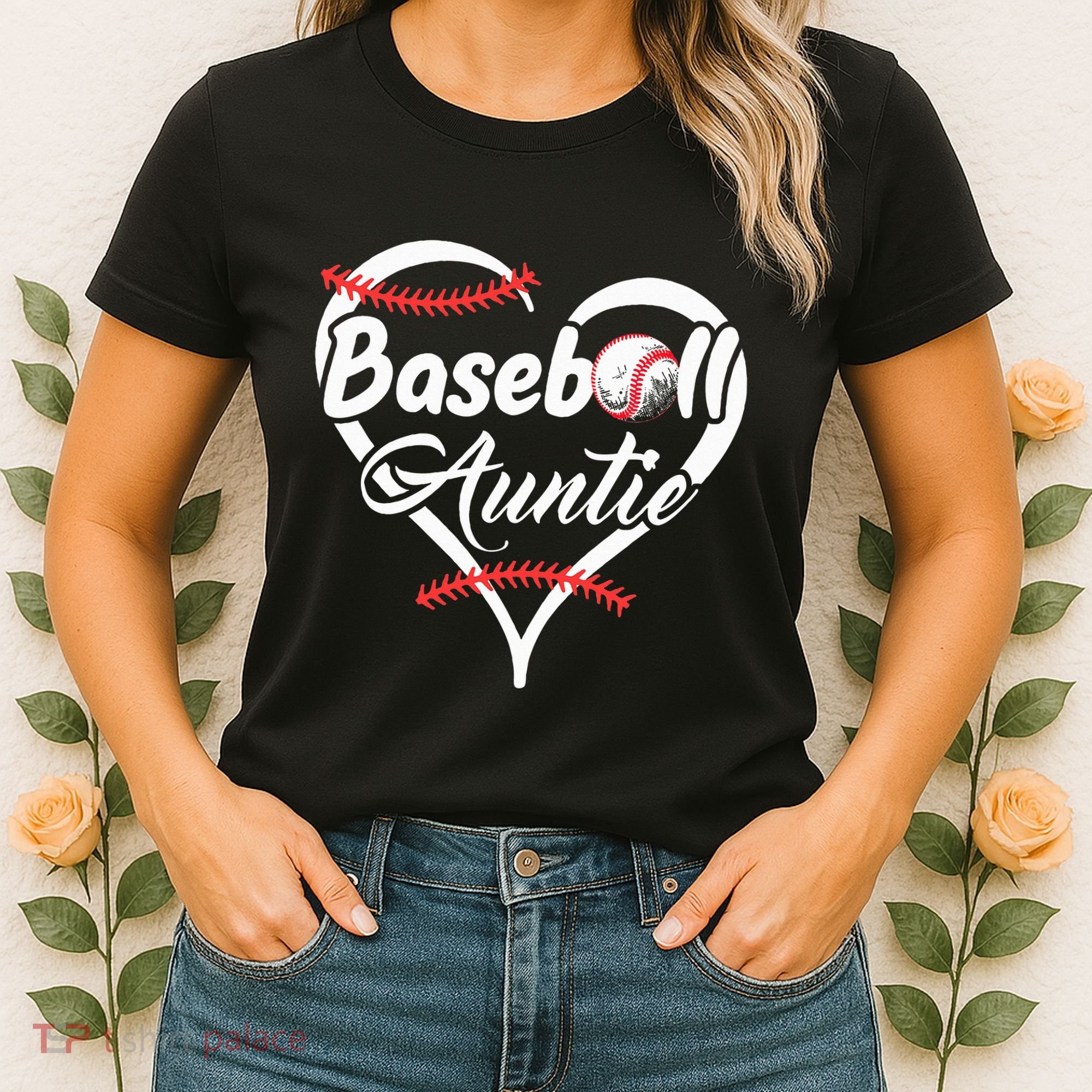 Baseball Aunt Heart Proud Baseball Auntie Women's T-Shirt
