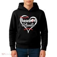 Baseball Aunt Heart Proud Baseball Auntie Kids Hoodie thumb 4