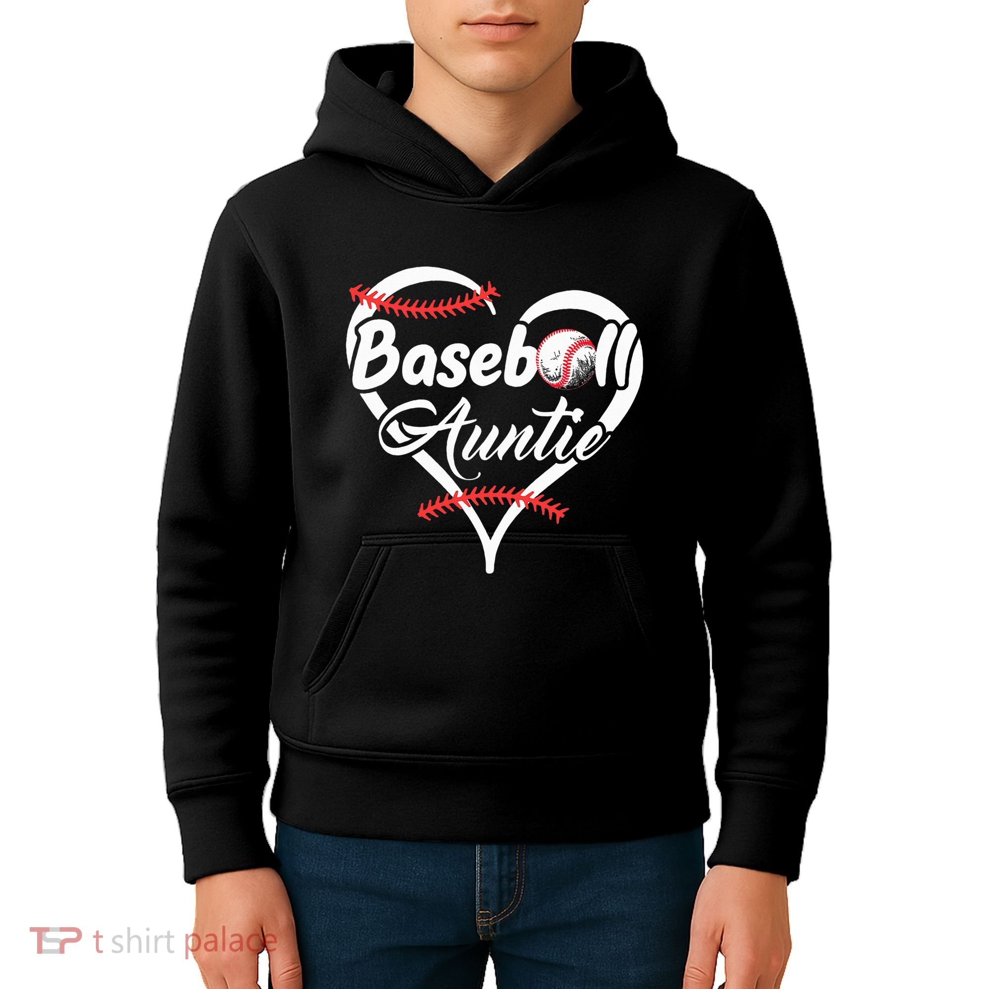 Baseball Aunt Heart Proud Baseball Auntie Kids Hoodie