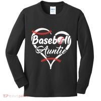 Baseball Aunt Heart Proud Baseball Auntie Kids Long Sleeve Shirt thumb 0