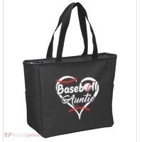 Baseball Aunt Heart Proud Baseball Auntie Tote Bag thumb 2