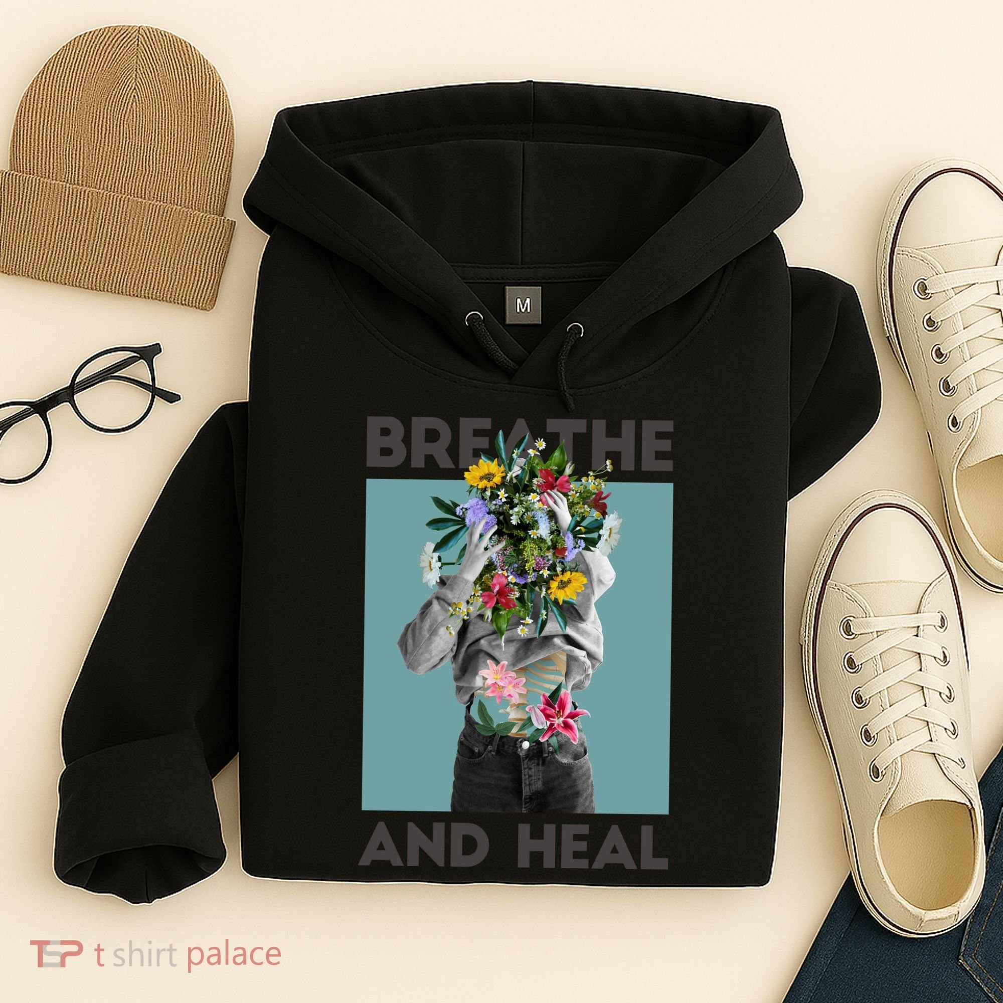 Breathe And Heal Floral Hoodie