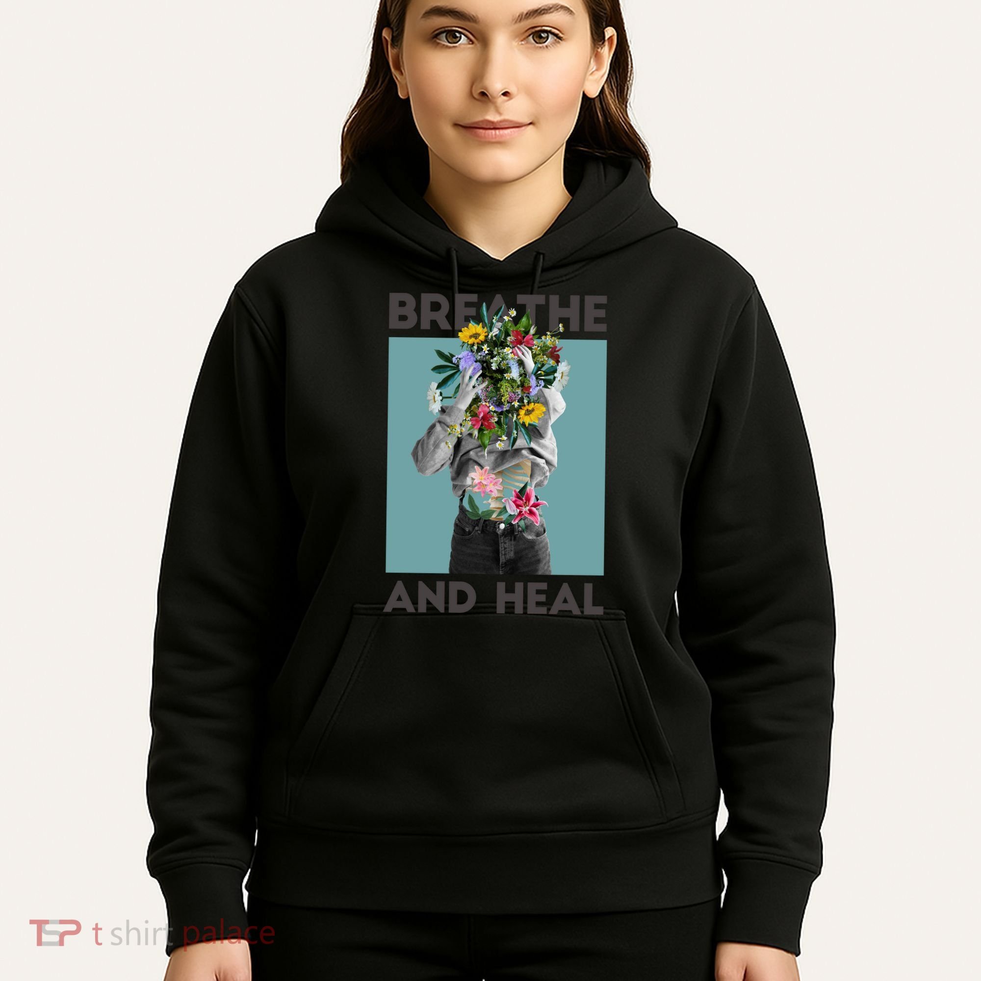 Breathe And Heal Floral Hoodie