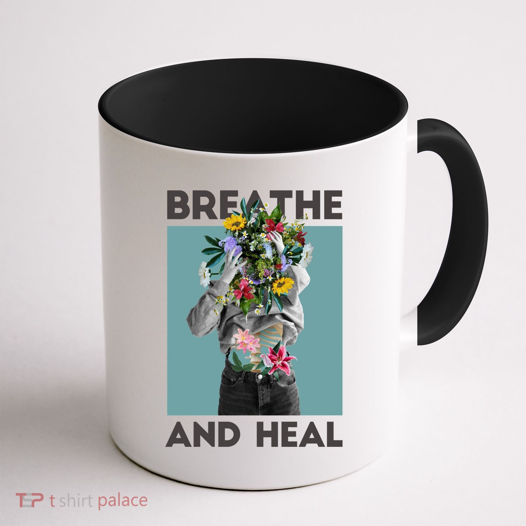Breathe And Heal Floral Coffee Mug