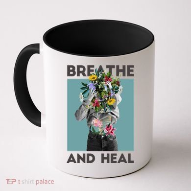 Breathe And Heal Floral Coffee Mug