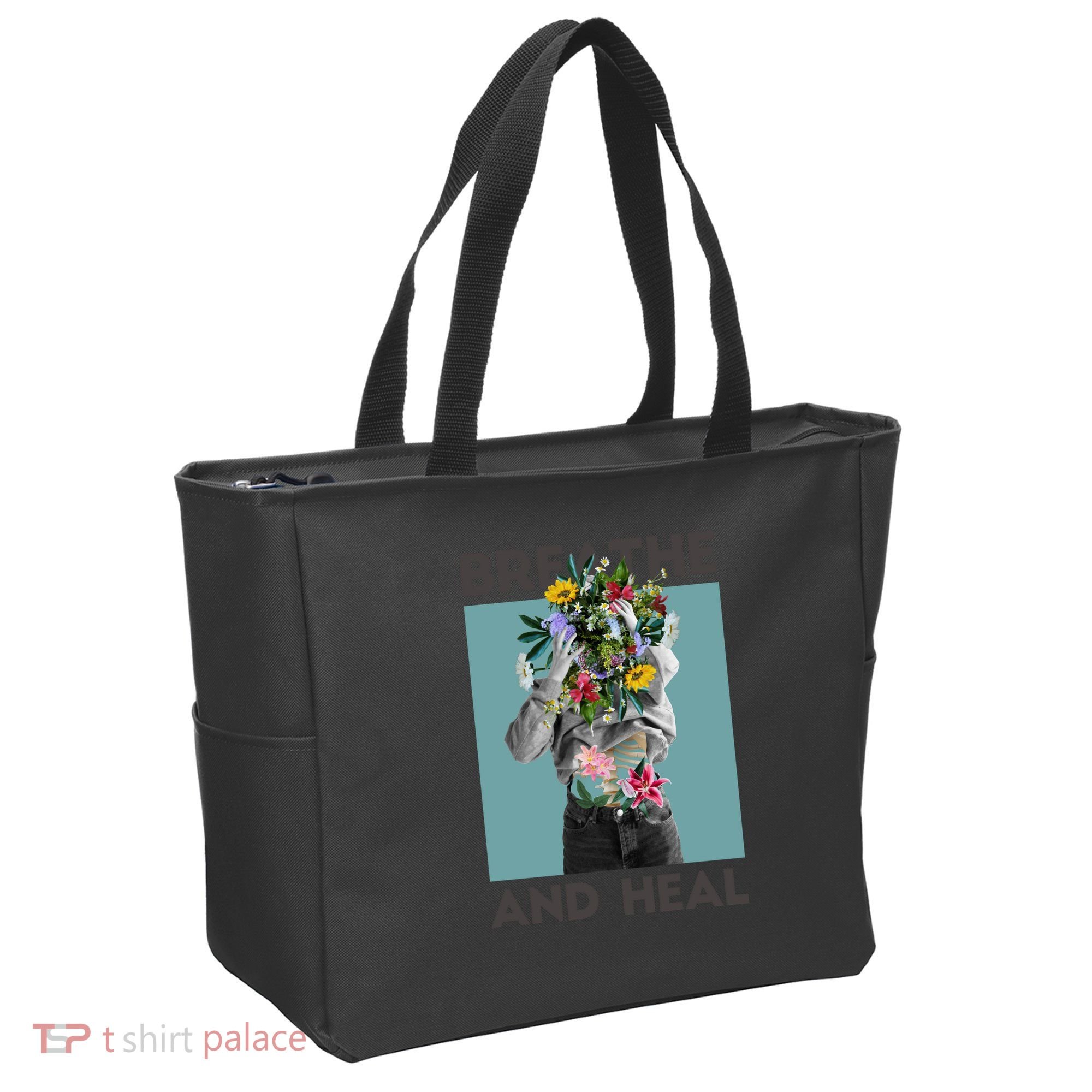 Breathe And Heal Floral Tote Bag