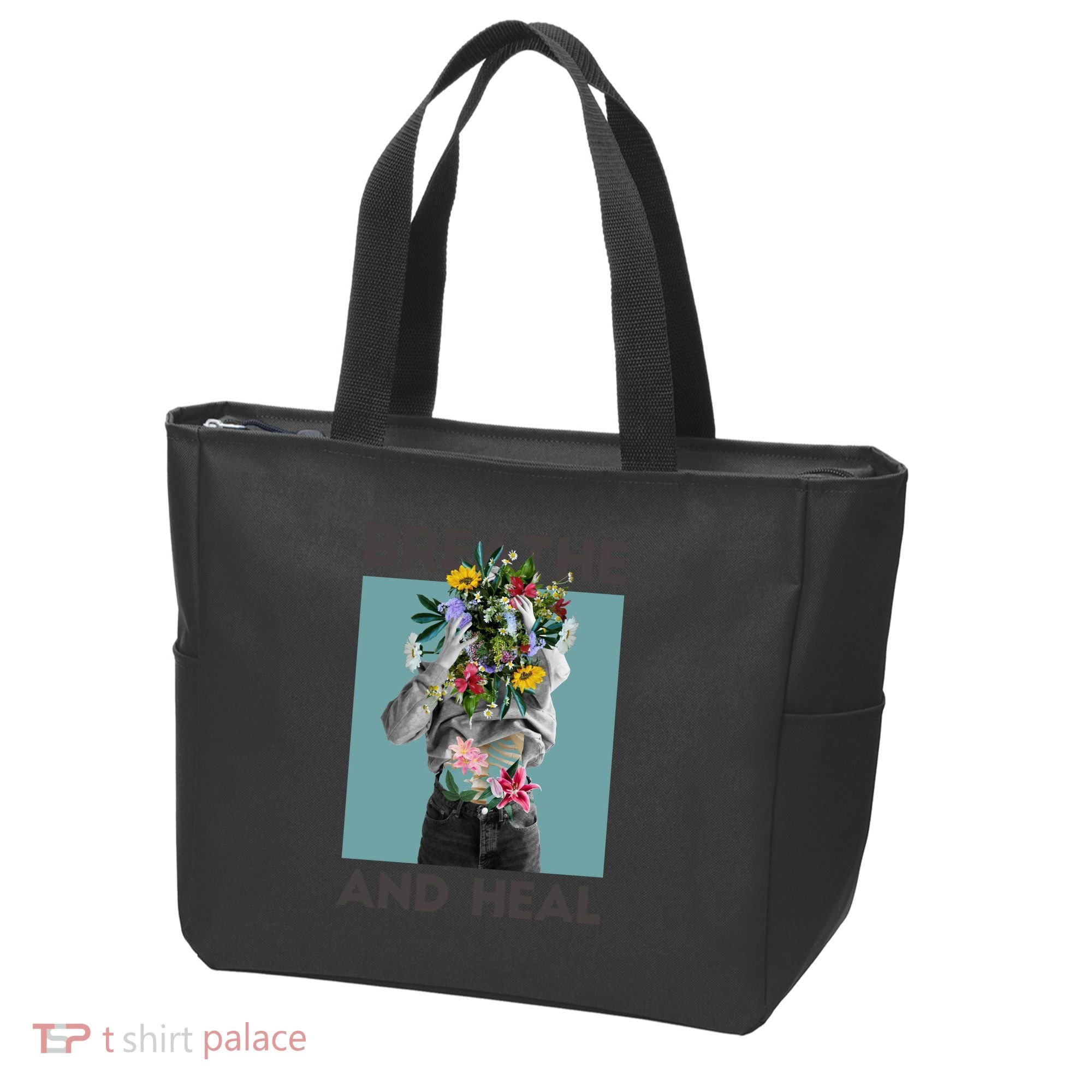 Breathe And Heal Floral Tote Bag