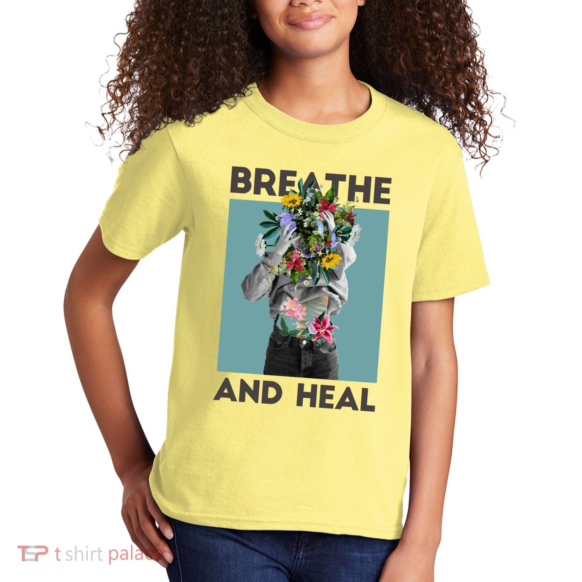 Breathe And Heal Floral Kids T-Shirt
