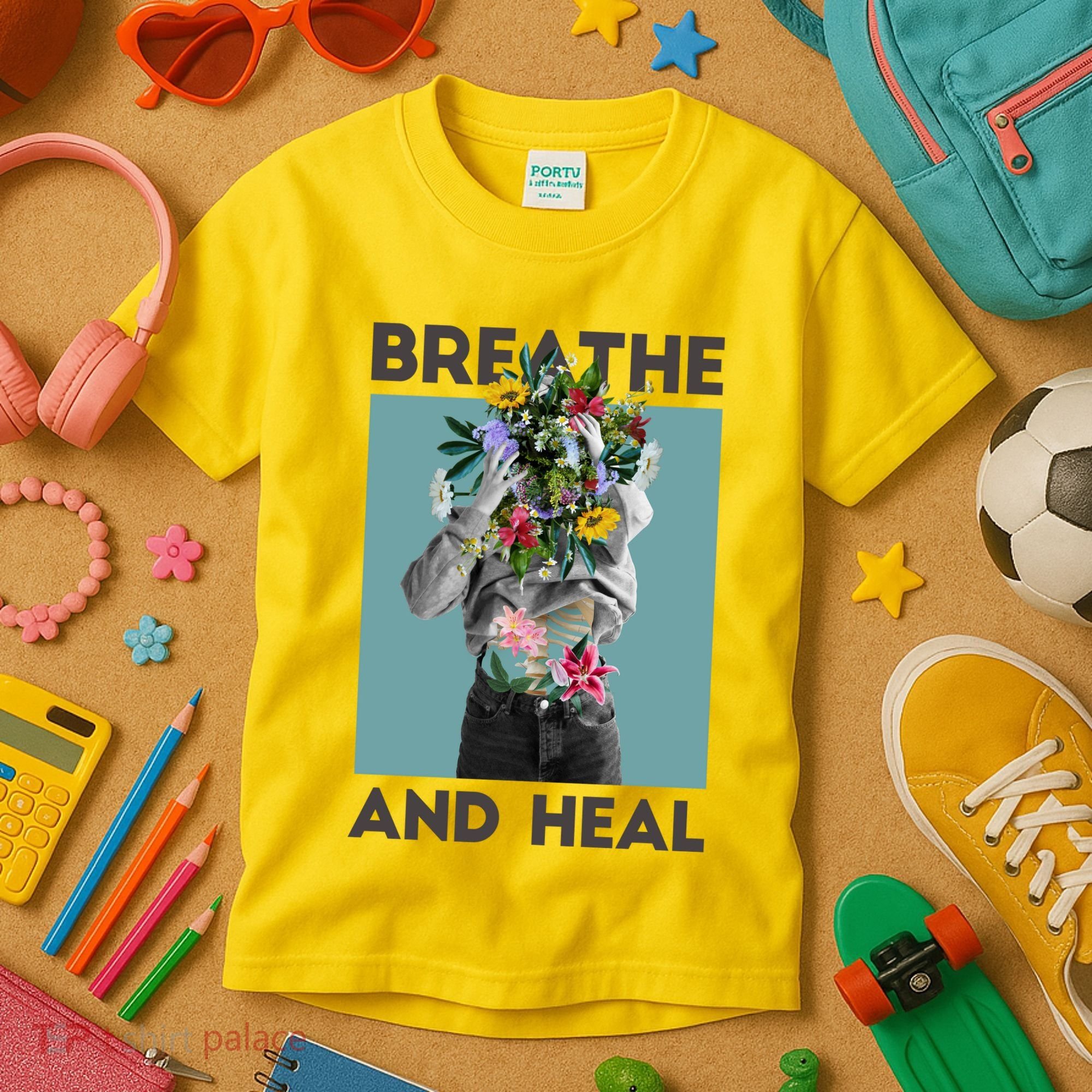 Breathe And Heal Floral Kids T-Shirt