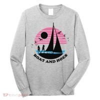 Boats And Hoes Retro Sunset Funny Long Sleeve Shirt thumb 0