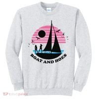 Boats And Hoes Retro Sunset Funny Sweatshirt thumb 0