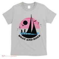 Boats And Hoes Retro Sunset Funny T-Shirt thumb 0