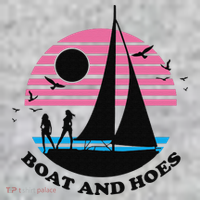 Boats And Hoes Retro Sunset Funny T-Shirt thumb 7