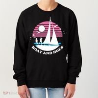 Boats And Hoes Retro Sunset Funny Women's Sweatshirt thumb 0
