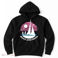 Boats And Hoes Retro Sunset Funny Hoodie thumb 0