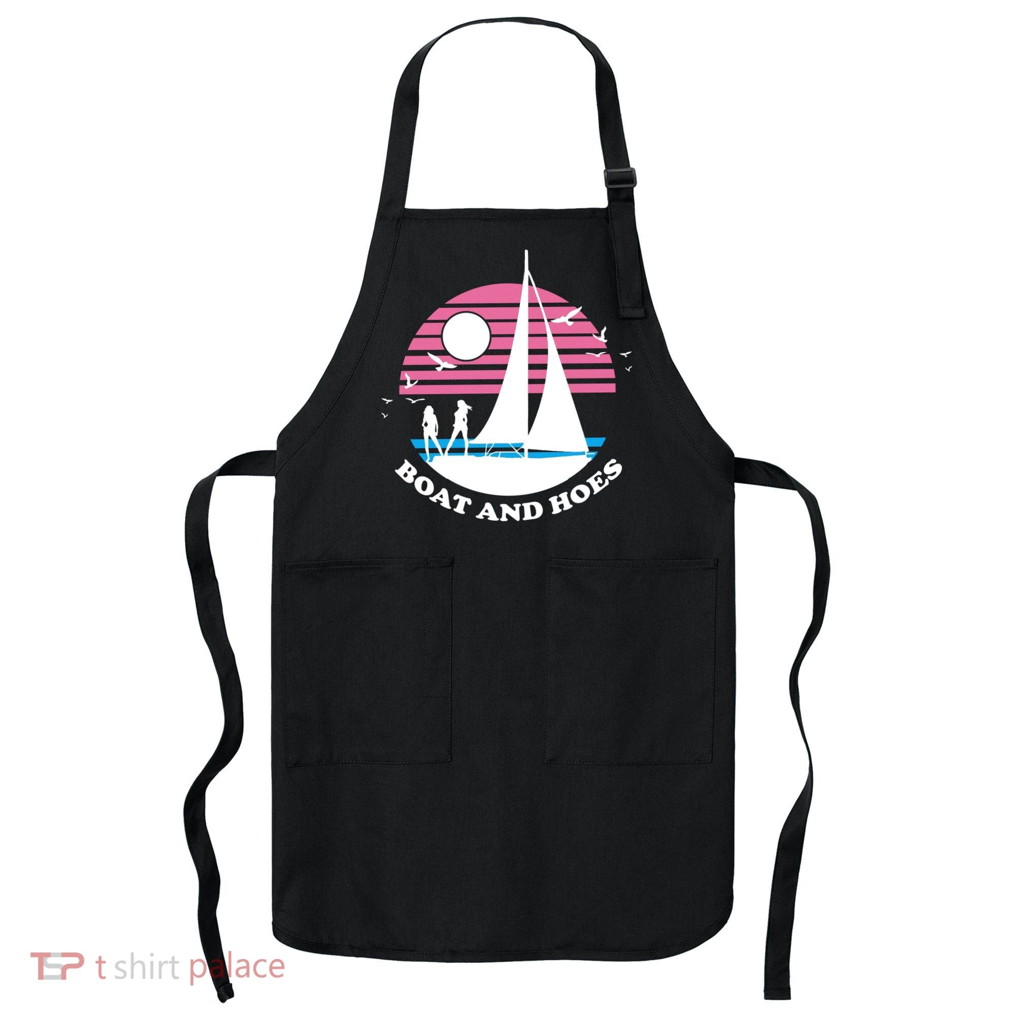 Boats And Hoes Retro Sunset Funny Apron