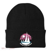 Boats And Hoes Retro Sunset Funny Beanie thumb 0