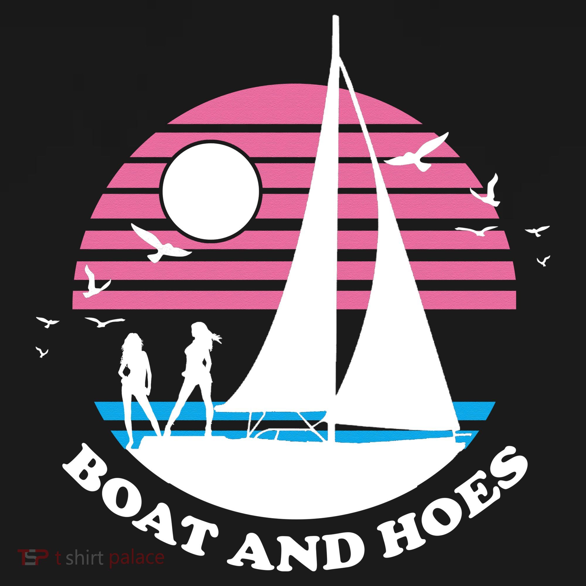 Boats And Hoes Retro Sunset Funny Women's Hoodie